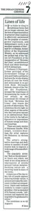 Usha, K. (Writer). Lines of Life, 1997 | Newspaper clipping | 00635411