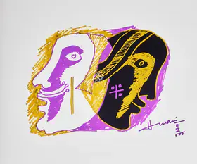 M.F. Husain, After (Artist). Dual Faced, 2022 | Print