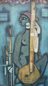 Sen, Sunil Madhav (Artist). Musician, circa 1950s | Painting