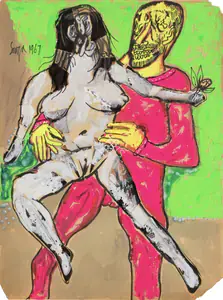 Souza, F.N. (Artist). Untitled (Couple), 1967 | Painting