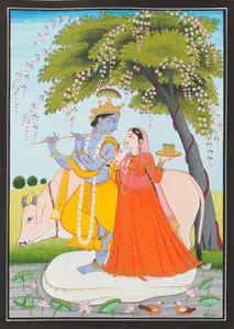 Kumar, Rajeev (Artist). Untitled (Krishna and Radha with paan), n.d. | Painting