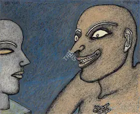 Chowdhury, Jogen (Artist). Model and the observer, 2002 | Drawing