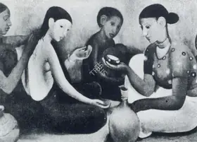 Sher-Gil, Amrita (Artist). Detail of Bride's Toilet, 1937 | Painting