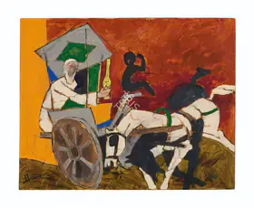 Husain, M.F. (Artist). Untitled (Dada Abdul ka Tanga), 1996 | Painting