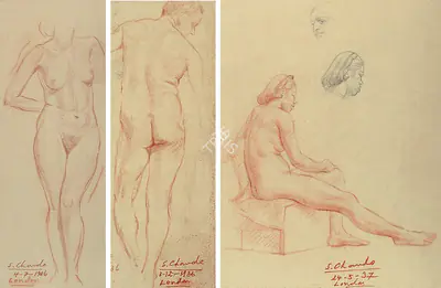 Chavda, Shiavax (Artist). Nude Series; Woman and Head Studies, 1937 | Drawing