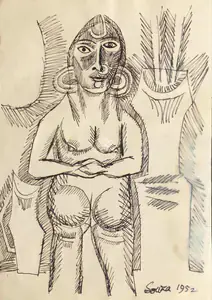 Souza, F.N. (Artist). Nude, 1952 | Drawing
