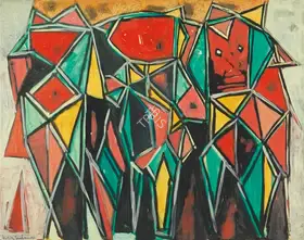 Kulkarni, K.S. (Artist). Untitled (Abstract Women), c.1970s | Painting