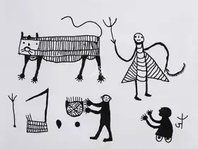 Baiga, Jodhaiya Bai (Artist). Pandit with Sword and Trishul, 2022 | Painting