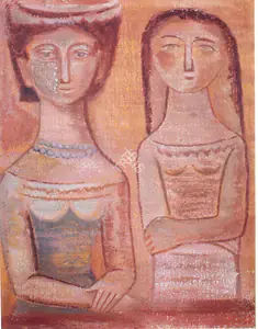 Roy, Jamini (Artist). Mother and Daughter, 1920s | Painting
