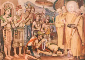 Chakravorty, P.C. (Artist). A King Paying Homage To Buddha, 1940s | Painting