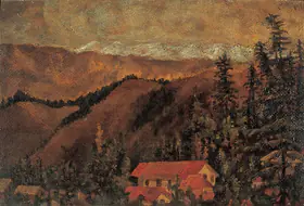 Sinha, Satish (Artist). Snow in Simla, early 1940s | Painting