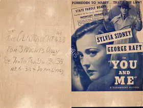 Lang, Fritz (Producer), You and Me, 1938 | Handbill