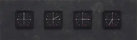 Raqs Media Collective (Artist). Four non-working clocks on felt backing, 2007 | Installation
