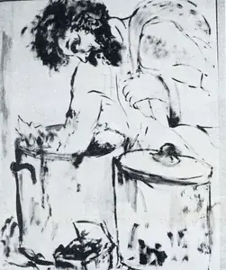 Ara, K.H. (Artist). Beggar, n.d. | Painting