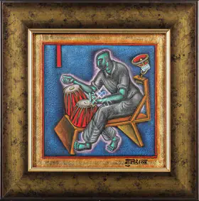 Gujral, Satish (Artist). Untitled (Man playing the tabla), 2010 | Painting