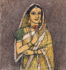 Pyne, Ganesh (Artist). Untitled (Lady with Flower), 2000 | Painting