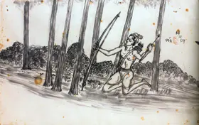 Bose, Nandalal (Artist). Hunter Seated, 1959 | Painting