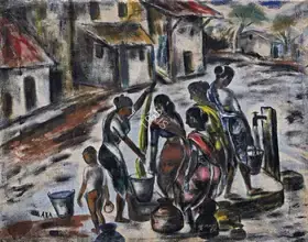 Ara, K.H. (Artist). Village Scene, n.d. | Painting