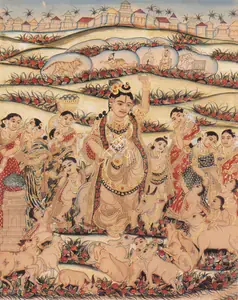 Tanjore School (Artist). Krishna and Gopis with Cows in a Landscape, early 20th century | Painting