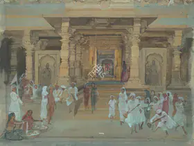 Dhurandhar, M.V. (Artist). Before The Vitoba Temple Steps, Pandharpur, 1920 | Painting