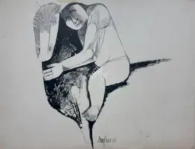 Das, Arup (Artist). Untitled (Man with Horse), 1965 | Drawing