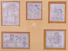 Roy, Jamini (Artist). Five set of sketches on various subjects, n.d. | Drawing
