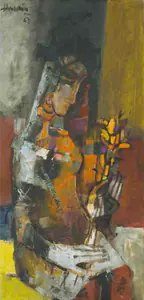 Husain, M.F. (Artist). Untitled (Lady with Flower), 1963 | Painting