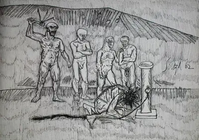 Souza, F.N. (Artist). Flagellation, 1962 | Drawing