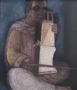 Maiti, Biswapati (Artist). Untitled (Sarangi Player), n.d. | Painting