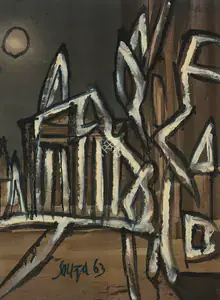 Souza, F.N. (Artist). Untitled (City at Night), 1963 | Painting