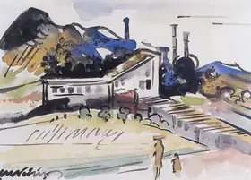Baij, Ramkinkar (Artist). Factory, n.d. | Painting