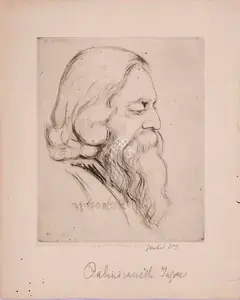 Dey, Mukul (Artist). Rabindranath Tagore - Self Portrait, n.d. | Graphic Art