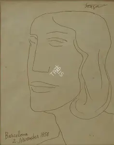 Souza, F.N. (Artist). Untitled (Head), 1958 | Drawing