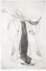 Chughtai, M.A.R. (Artist). Old Musician, n.d. | Graphic Art