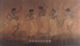 Dutt, Pulin Behari (Artist). Maidens & Musicians Dancing, 1931 | Painting
