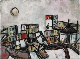 Ribeiro, Lance (Artist). Untitled (Landscape with Moon), circa 1960 | Painting