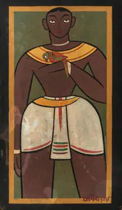 Roy, Jamini (Artist). Man Holding a Parrot, n.d. | Painting