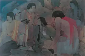 Vijaiwargiya, Ramgopal (Artist). Draupadi & the Pandavas, late 1930s | Painting