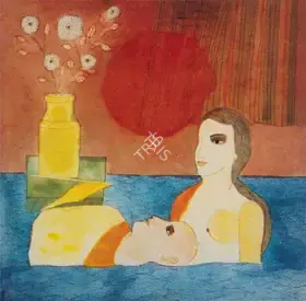 Narayan, Badri (Artist). Dream of a Flower Pot and Flag, n.d. | Painting