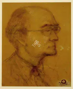 Dey, Mukul (Artist). Portrait of the Artist Maurice Shellim, 1966 | Drawing