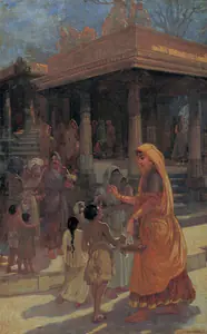 Taskar, L.N. (Artist). Giving Alms Before the Temple, c.1933 | Painting