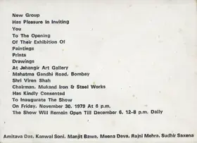 New Group Organiser Exhibition of Paintings Prints and Drawings 1979 Group Exhibition Invitation 00858800