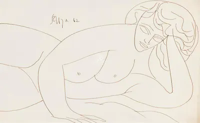 Souza, F.N. (Artist). Untitled (Nude Woman), 1962 | Drawing