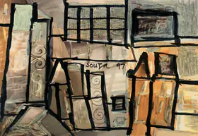 Souza, F.N. (Artist). Untitled (Houses), 1997 | Painting
