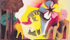 Husain, M.F. (Artist). Word Flower Unspoken, 1971 | Painting