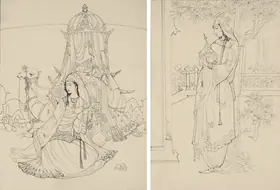 Chughtai, M.A.R. (Artist). Studies, c.1927 | Drawing