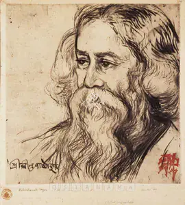 Dey, Mukul (Artist). Portrait Of Rabindranath Tagore, 1926 | Drawing