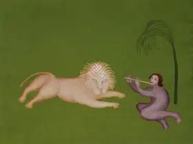 Bawa, Manjit (Artist). Krishna and the Lion, n.d. | Painting