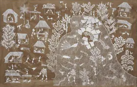Mashe, Jivya Soma (Artist). Untitled (The Man who would not work) (Warli Painting), n.d. | Painting