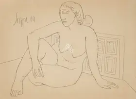 Souza, F.N. (Artist). Untitled (Seated Nude), 1961 | Drawing